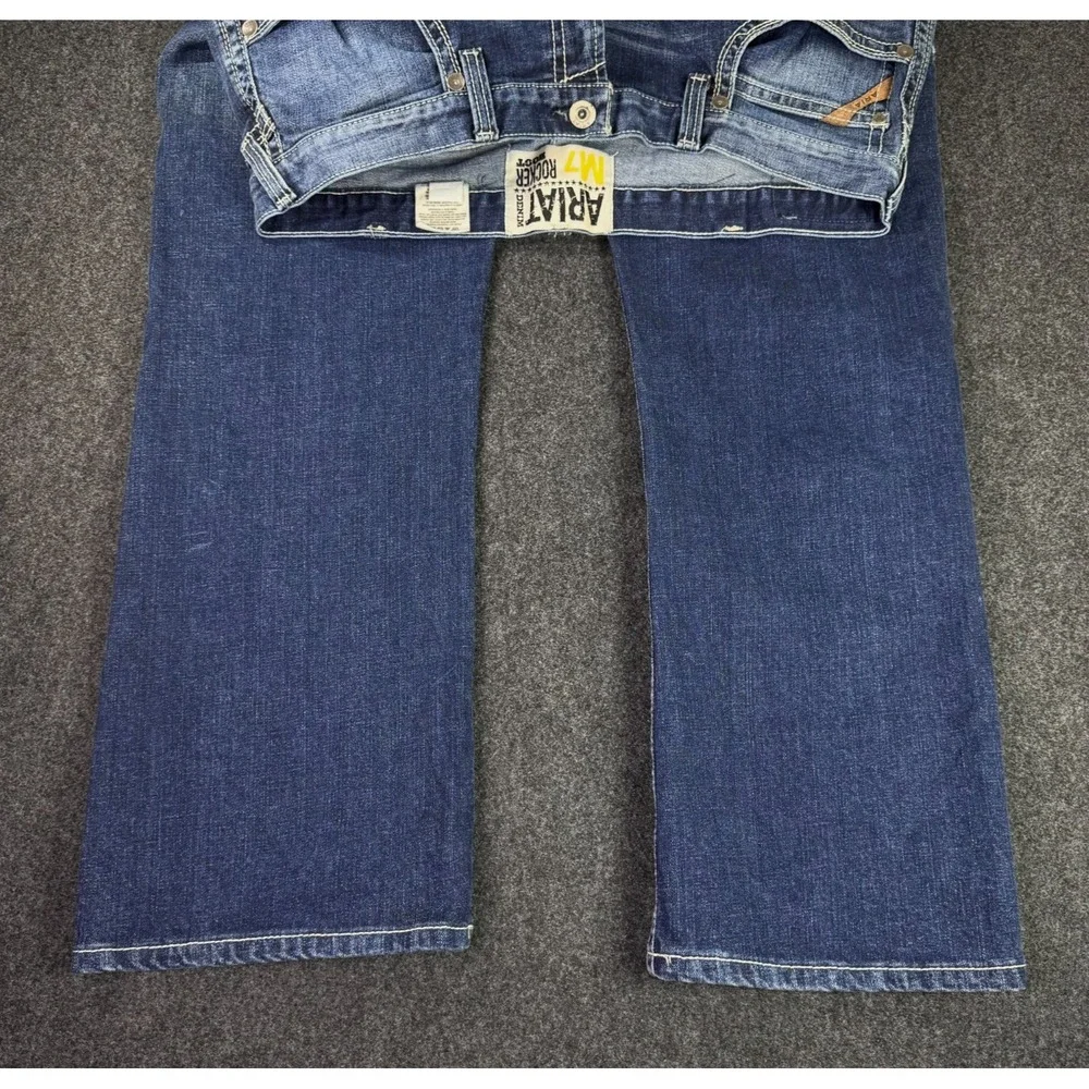 Ariat M7 Jeans Mens 40x31 Denim Rocker Boot Cut Work Wear Thick Stitch Western